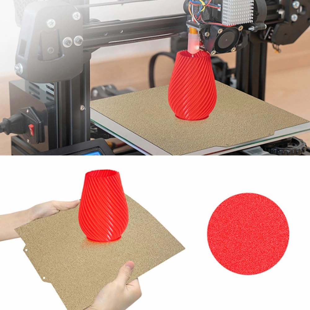 BORDSTRACT Double-Sided Build Plate, PEI Coated Texture Spring Steel Flexible Plate 355x355mm with Soft Magnetic Base, Printing Platform for Most Models of 3D Printer Platform
