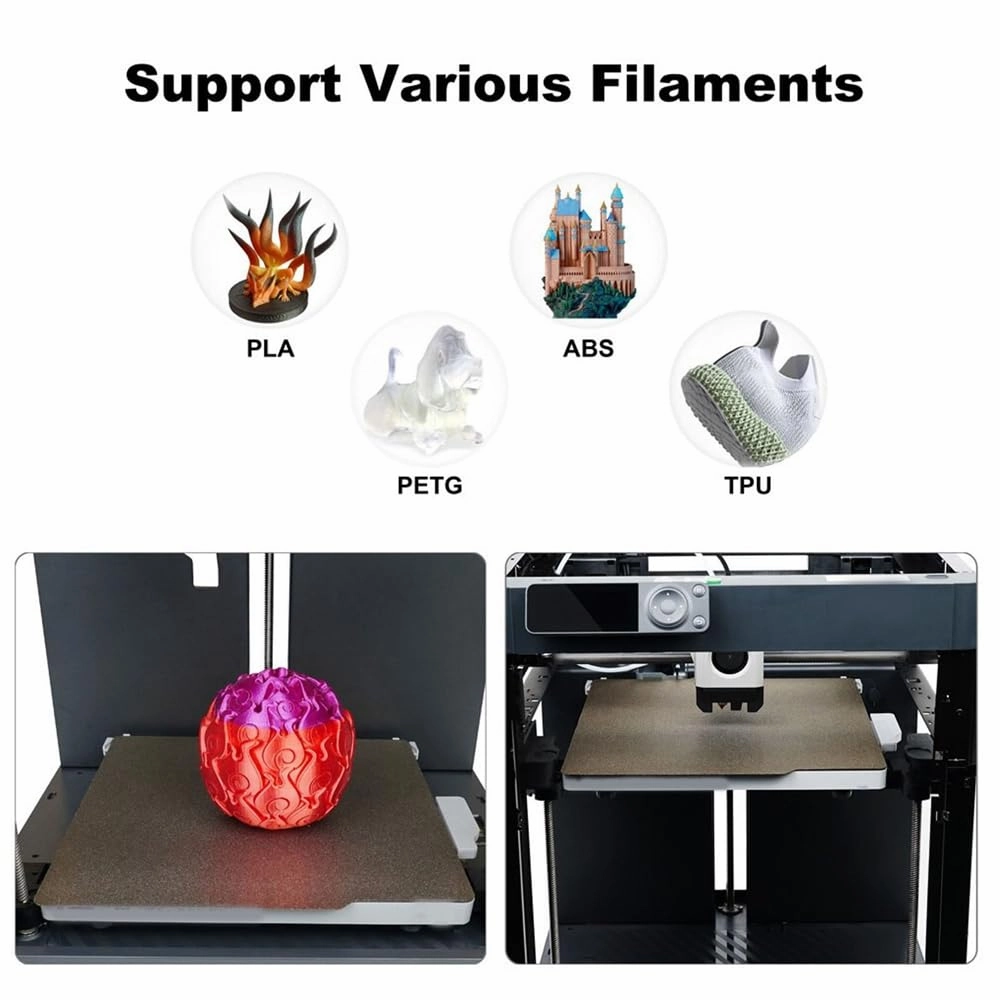 BORDSTRACT Double-Sided Build Plate, PEI Coated Texture Spring Steel Flexible Plate 355x355mm with Soft Magnetic Base, Printing Platform for Most Models of 3D Printer Platform
