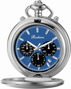BOSHIYA Smooth Quartz Pocket Watches for Men Multifunctional Chronograph Classic Vintage Mens Womens Pocket Watch with Chain Christmas Graduation Birthday Gifts Fathers Day