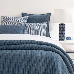 Boyfriend Ink Matelasse Coverlet, Queen Size, Blue Solid Pattern