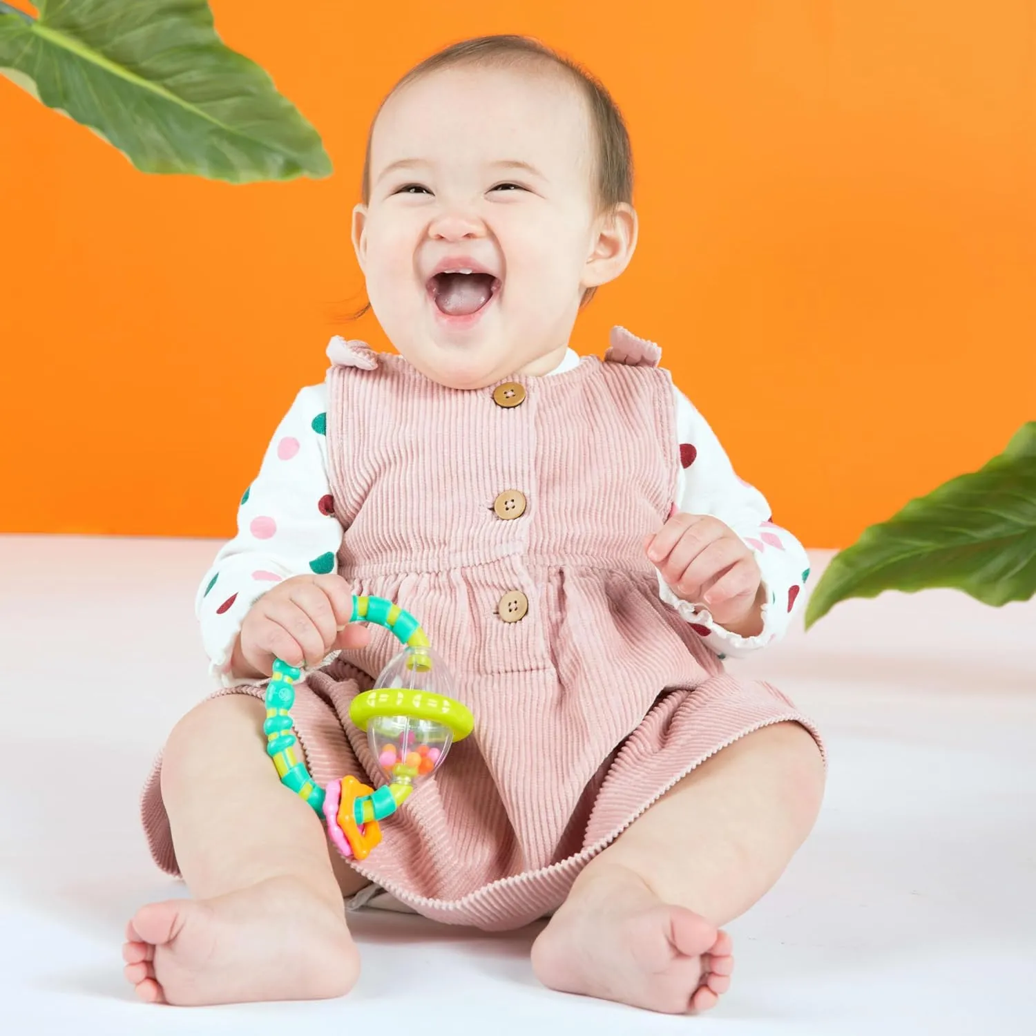 Bright Starts Little Shakers 6pc Gift Set, Easy-Grasp Oball Technology, Baby Rattles, Balls and Teethers, On-The-Go Toys, Lightweight, Unisex, Newborn 
