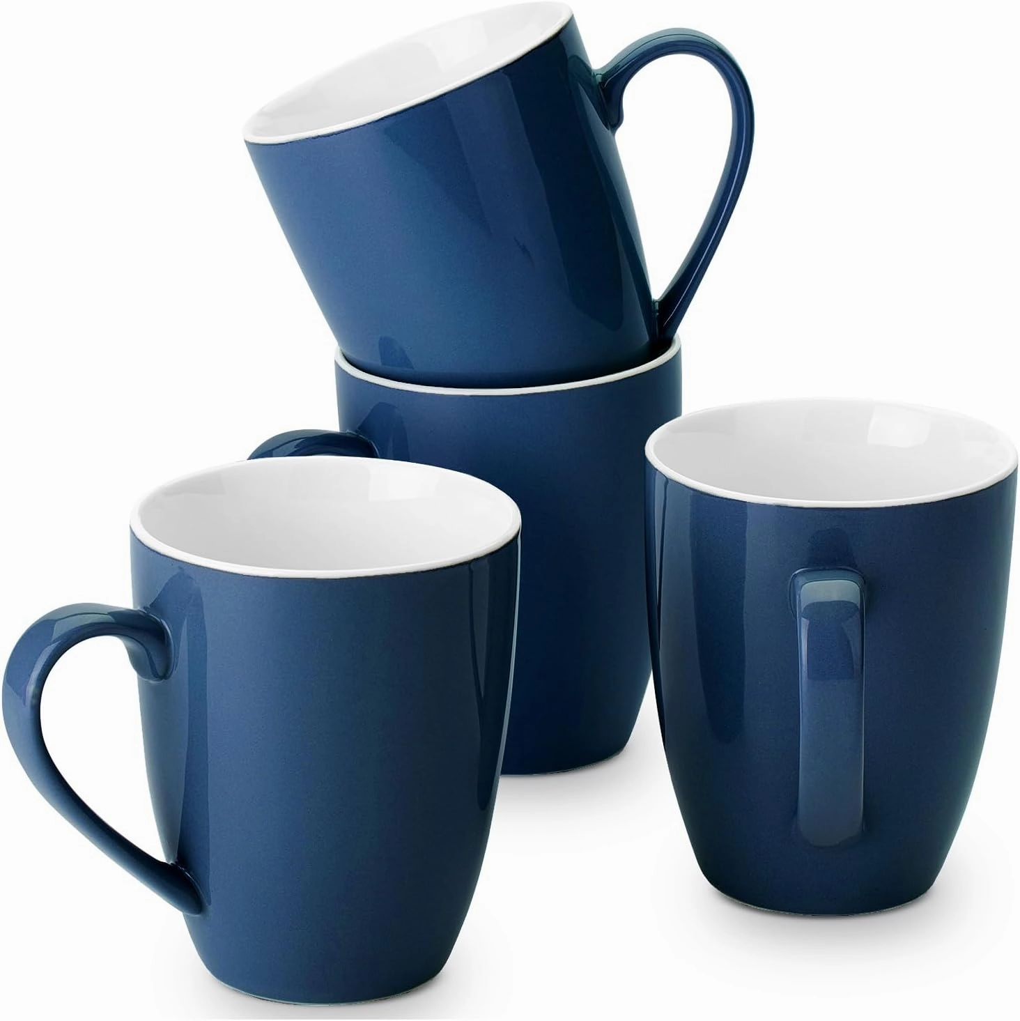 BTaT- Coffee Cups Set, Set of 4, 16oz, Fine Bone China Porcelain, Navy Blue Coffee Mugs for Coffee Mug Set, Large Coffee Mugs 16 OZ,