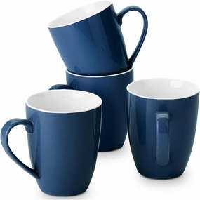 BTaT- Coffee Cups Set, Set of 4, 16oz, Fine Bone China Porcelain, Navy Blue Coffee Mugs for Coffee Mug Set, Large Coffee Mugs 16 OZ,