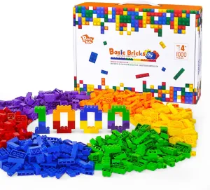 Building Blocks Set, 1000 Piece Creative Small Bricks Set for Kids Stackable, 6 Classic Colors, Compatible with All Major Brands, Classic Blocks Toys for Kids Ages 4 5 6 7 8  (Rainbow)