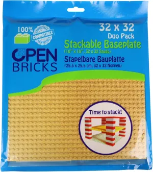 Building Panels, 32 x 32 (25.5 x 25.5 cm), Desert Sand, Pack of 2, Compatible with All Leading Brands, Can Be Built on Both Sides OB-P32DS2