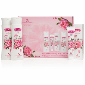 Bulgarian Rose Oil Moisturizing Body Care 3 Piece Gift Set - Natural Rose Body Lotion, Natural Rose Body Wash, Natural Rose Hand Cream