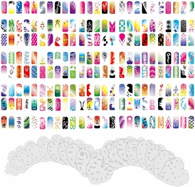 Buyter Manicure Stencils Tools DIY Design Airbrushing 20 Pieces Reusable Template Sheet for Airbrush Kit Nail Art Paint Set (Set 14(261-280))
