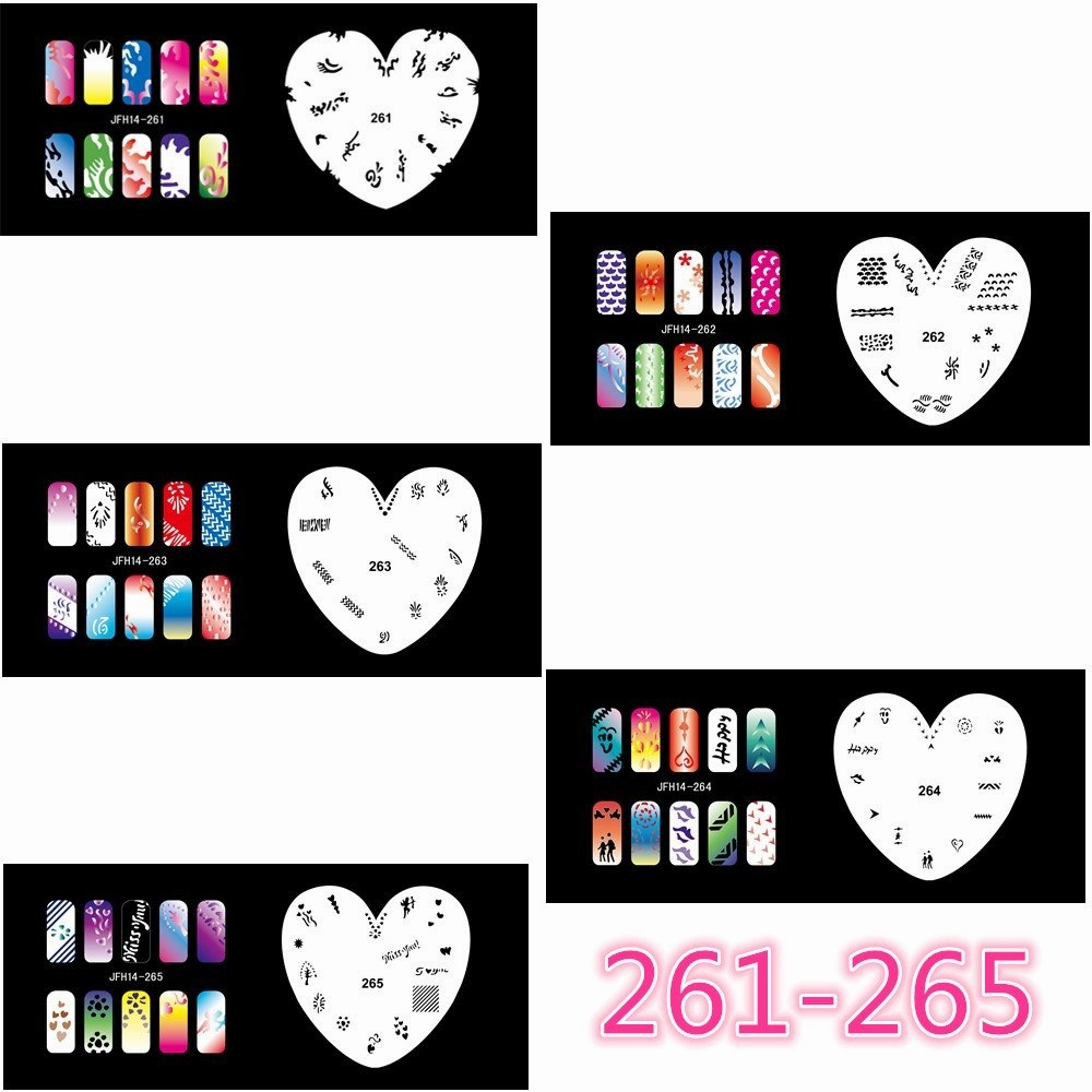 Buyter Manicure Stencils Tools DIY Design Airbrushing 20 Pieces Reusable Template Sheet for Airbrush Kit Nail Art Paint Set (Set 14(261-280))