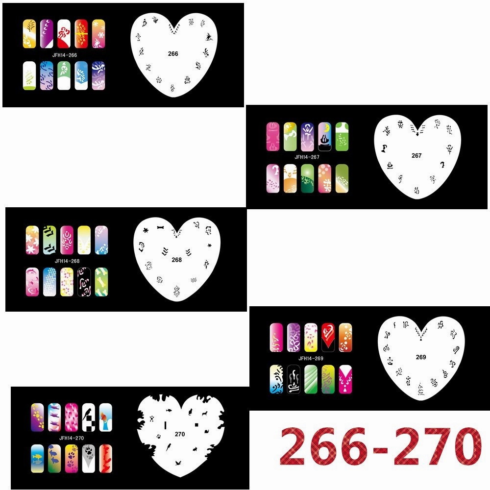 Buyter Manicure Stencils Tools DIY Design Airbrushing 20 Pieces Reusable Template Sheet for Airbrush Kit Nail Art Paint Set (Set 14(261-280))