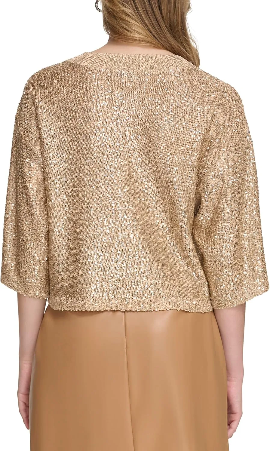 Calvin Klein Women's Pull on Sequin V Neck Sweater