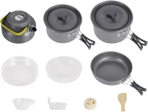 Camping Cookware Set Portable Frying Pan for Outdoor Cooking Picnic Barbecue, Large, Gray