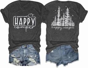 Camping Shirts Hiking Adventure T-Shirt: Camper Gifts Tops Women Vintage Mountain Nature Graphic Tees Short Sleeve Outfit
