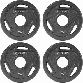 CAP Barbell 2-Inch Olympic Grip Weight Plate, 5 lb, Set of 4, 5 lb, Set of 4 Black (OPHWIS-005)