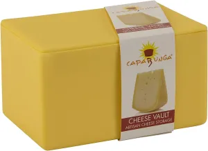 CapaBunga Cheese Vault with Divider - Reusable Artisan Cheese Storage Container for Fridge - Food Grade Silicone Cheese Container 6x4x3.5” - Cheese Keeper for Refrigerator - Butter Cheese Holder