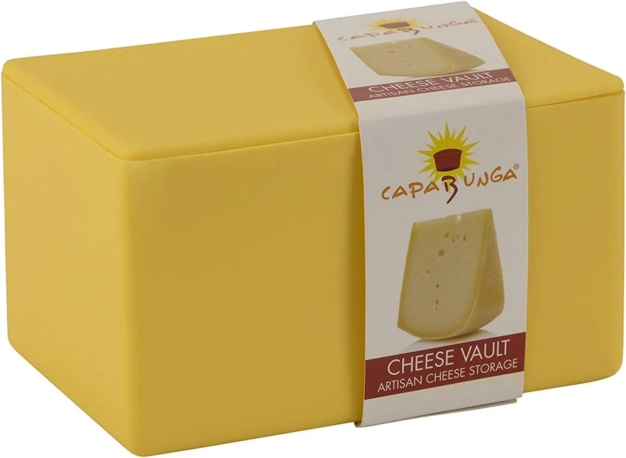 CapaBunga Cheese Vault with Divider - Reusable Artisan Cheese Storage Container for Fridge - Food Grade Silicone Cheese Container 6x4x3.5” - Cheese Keeper for Refrigerator - Butter Cheese Holder