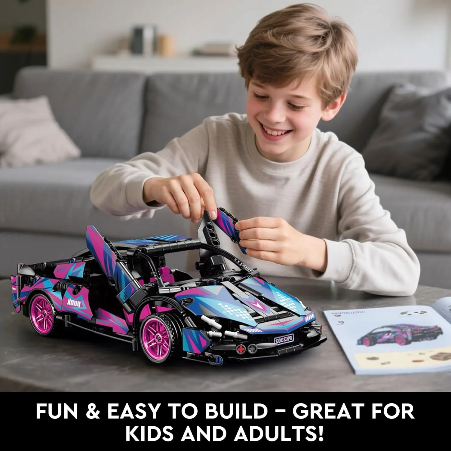 Car Building Set Technic-Style Speed Champions Building Set – 586 Pieces, Classic Sports Car Model for Kids and Adults Age 12-14-16, Fun Race Car Toy Set for Boys and Girls