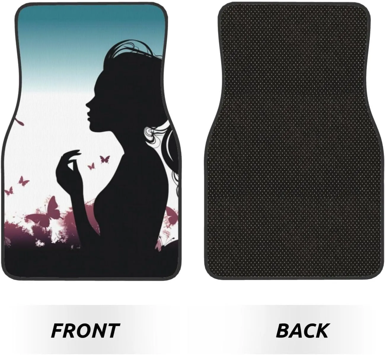 Car Floor Mats All-Weather Front Rear Car Floor Foot Mat Sets of 4 Pieces Universal Car Foot Mat Butterfly Girl Car Mats Non-Slip Automotive Floor Mats for SUV Vans sedans Trucks