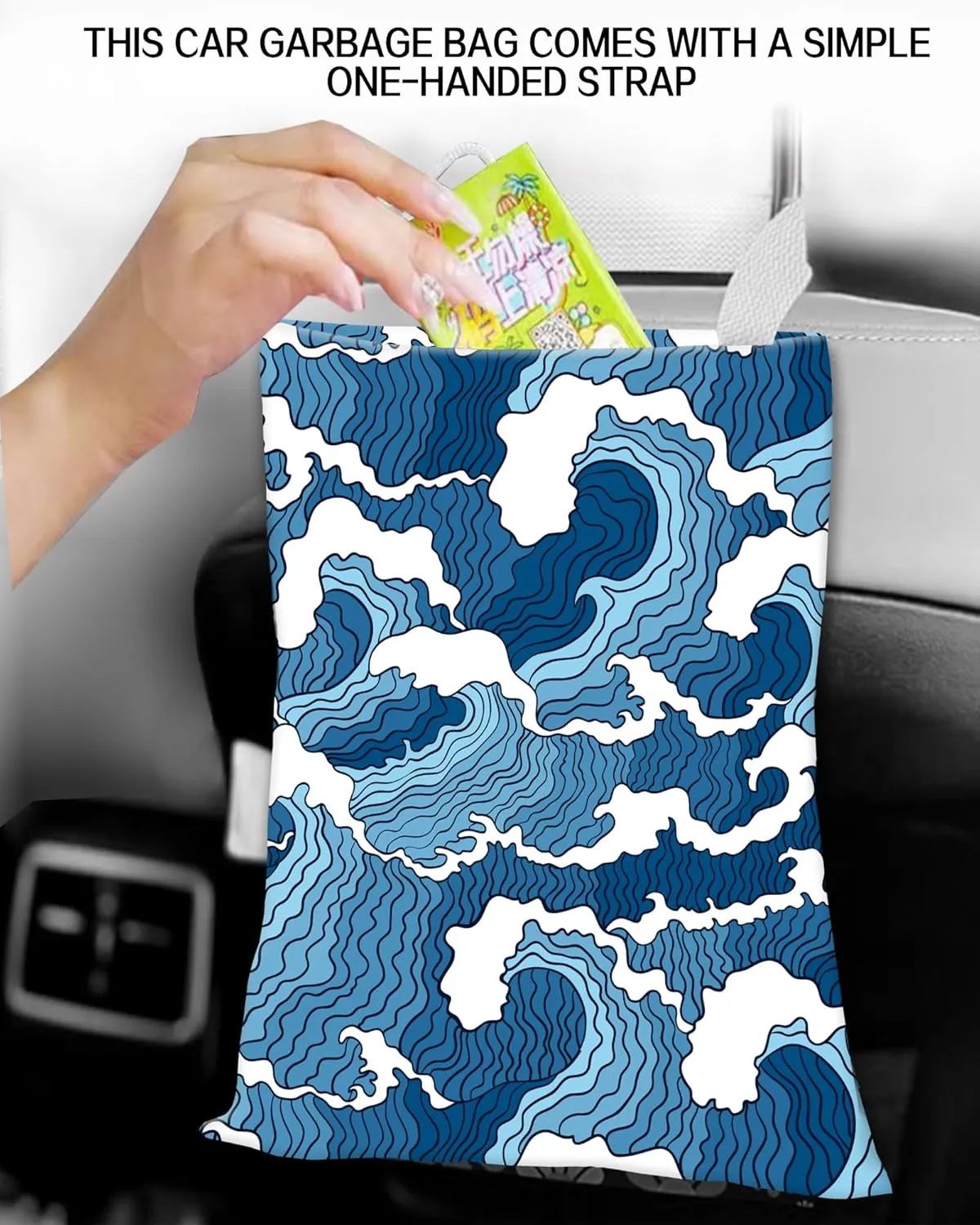 Car Garbage Can, Hanging Car Trash Can for Back Seat Organizer, Cute Blue Sea
