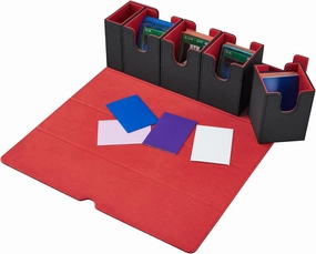 Card Deck Box For MTG, 5 in 1 Commander Deck Box Magic The Gathering Deck Box Trading Card Deck Storage Box Holding 400  Unsleeved Cards Strong Magnet Yugioh Deck Box (Black and Red)