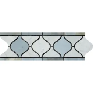 Carrara White Marble Luxury Lantern with Grey Border
