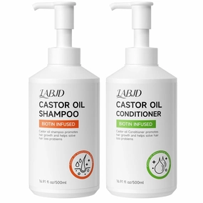 Castor Oil Shampoo and Conditioner Set for Hair Growth Strengthen and Cleanse Shampoo for Thin Hair Restore Damaged Hair Sulfate Free for Men & Women