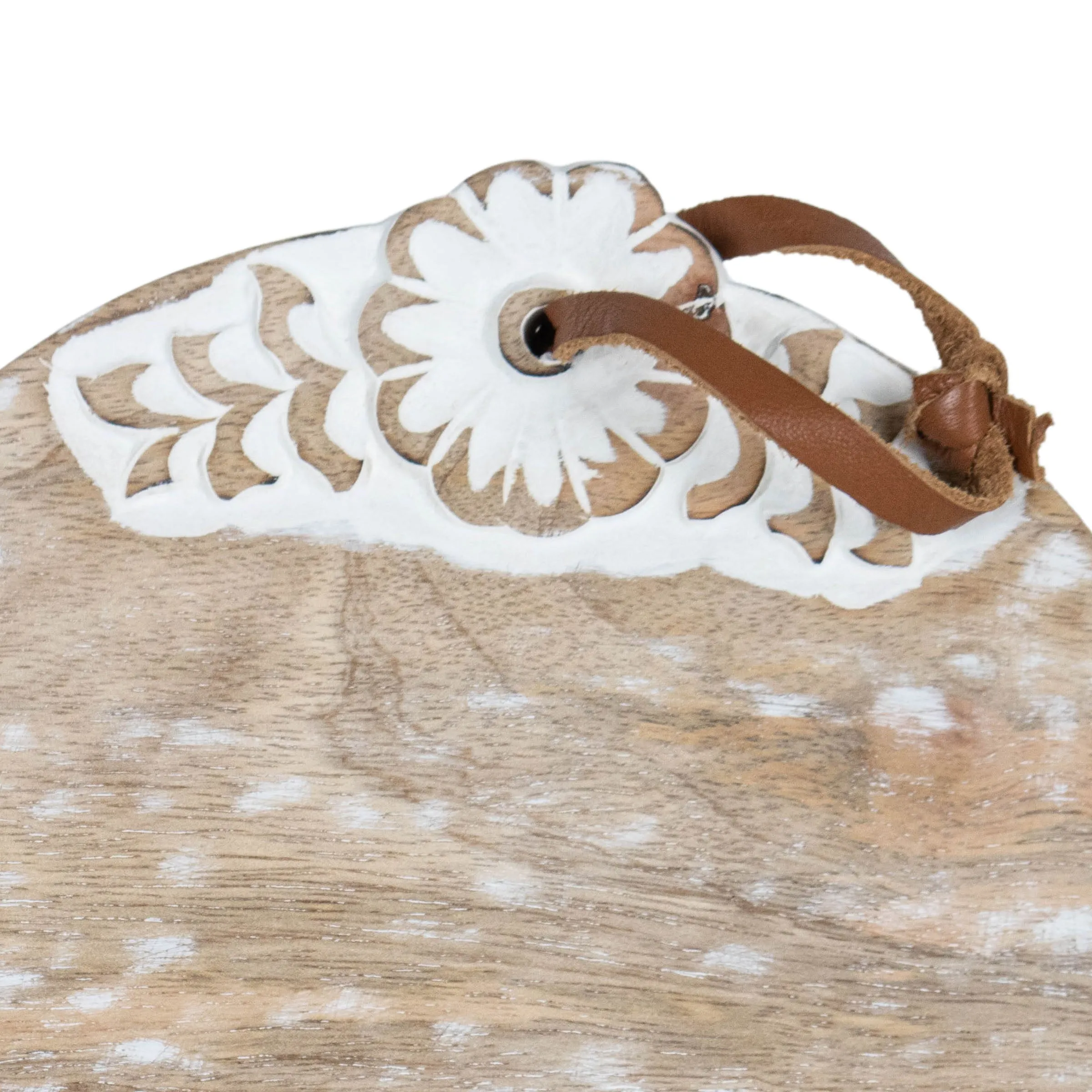 CHARLOTTE SMALL ROUND WHITE FLORAL WOOD CUTTING BOARD (MIN 2)