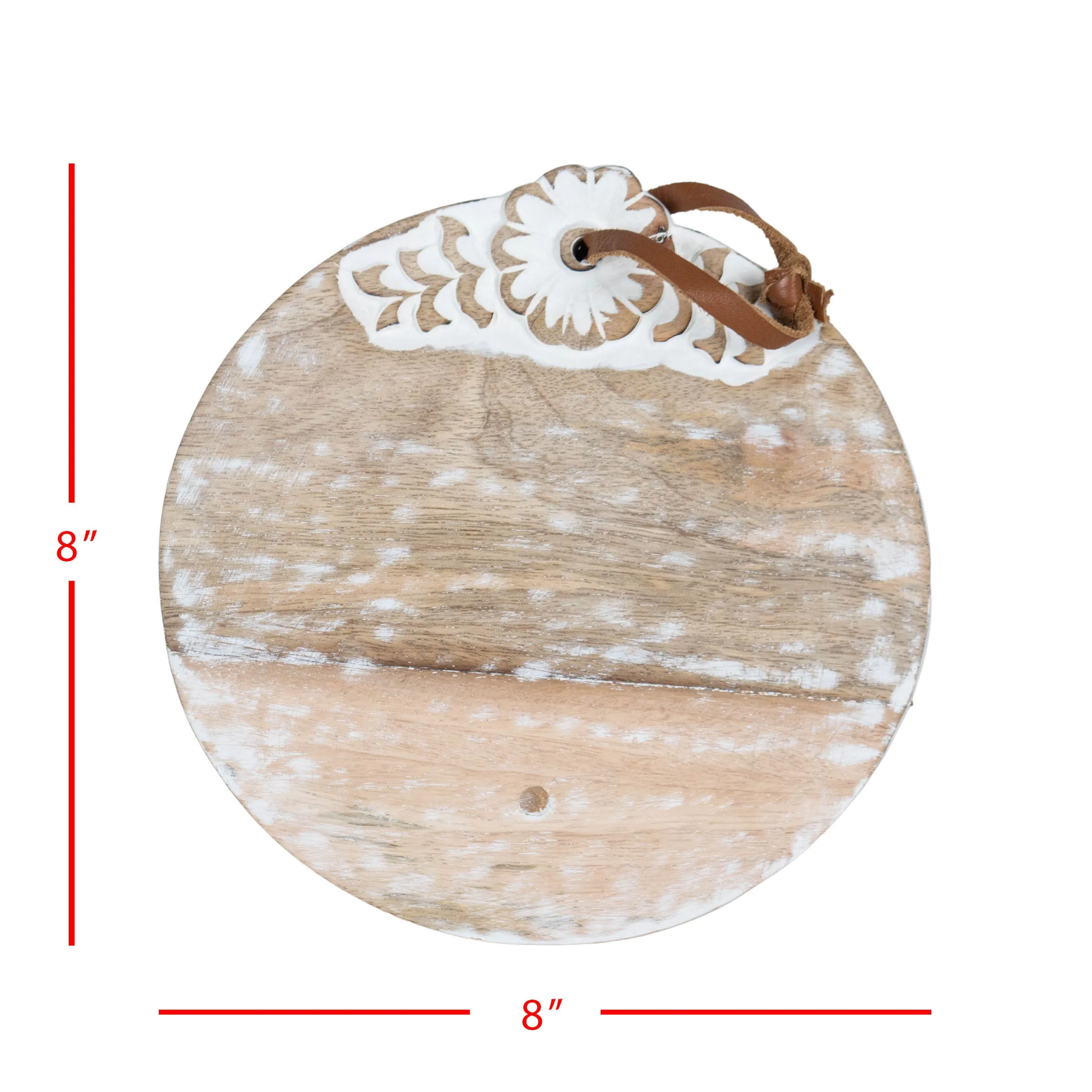 CHARLOTTE SMALL ROUND WHITE FLORAL WOOD CUTTING BOARD (MIN 2)