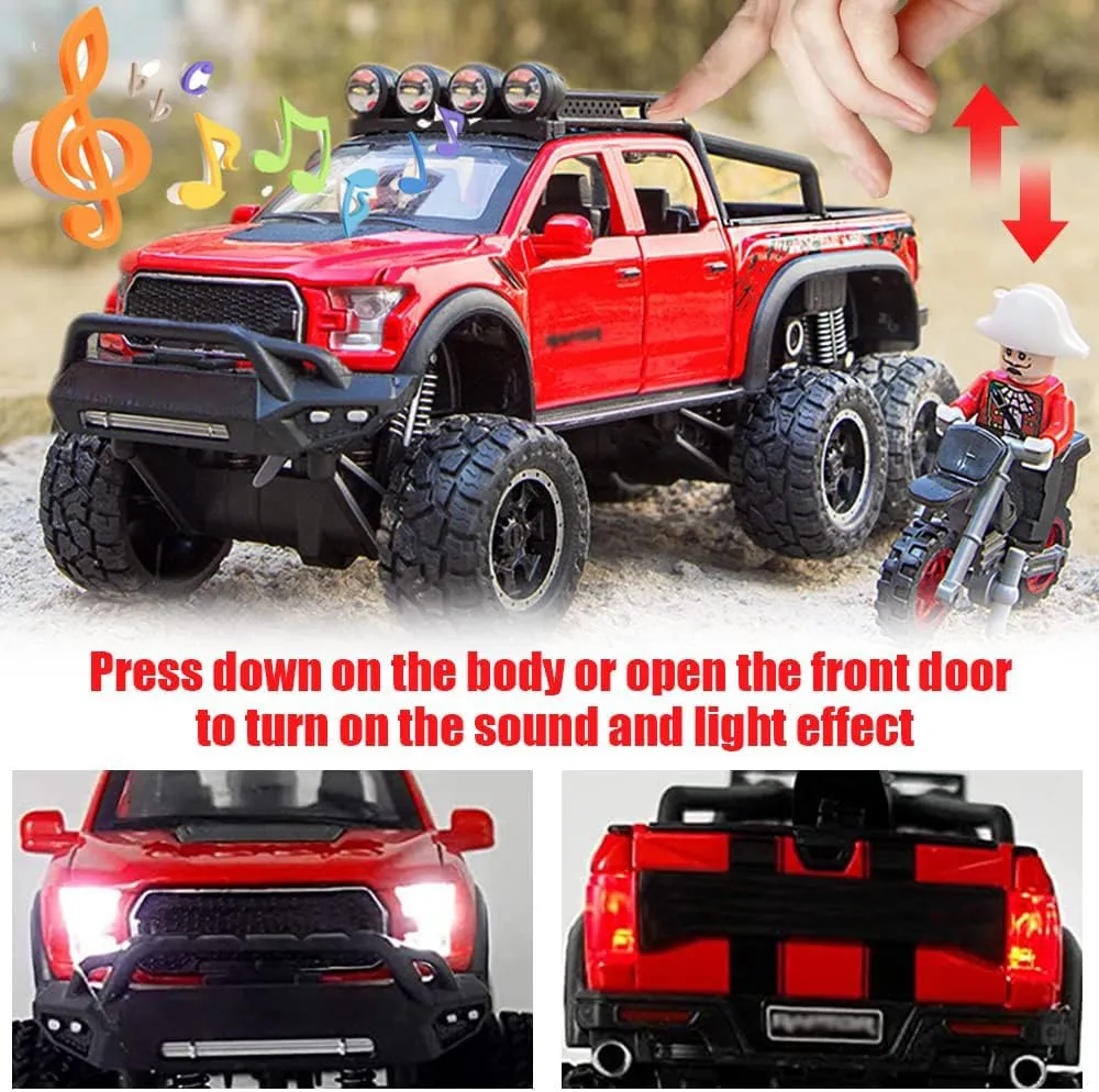 chengchuang Toy Car for Boys, 1/32 Scale Die Cast Metal Cars Toys, Pull Back Toy Car with Sounds and Lights for Kids Gifts (Red)
