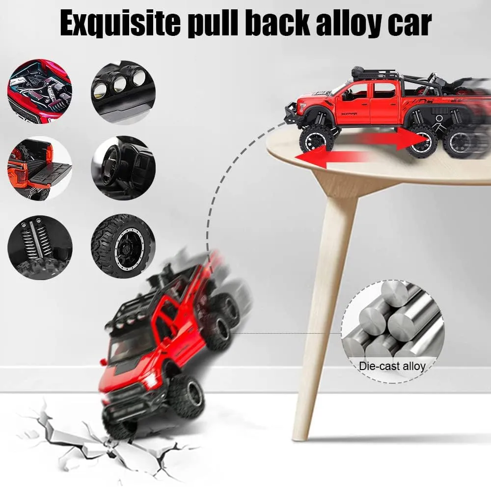 chengchuang Toy Car for Boys, 1/32 Scale Die Cast Metal Cars Toys, Pull Back Toy Car with Sounds and Lights for Kids Gifts (Red)