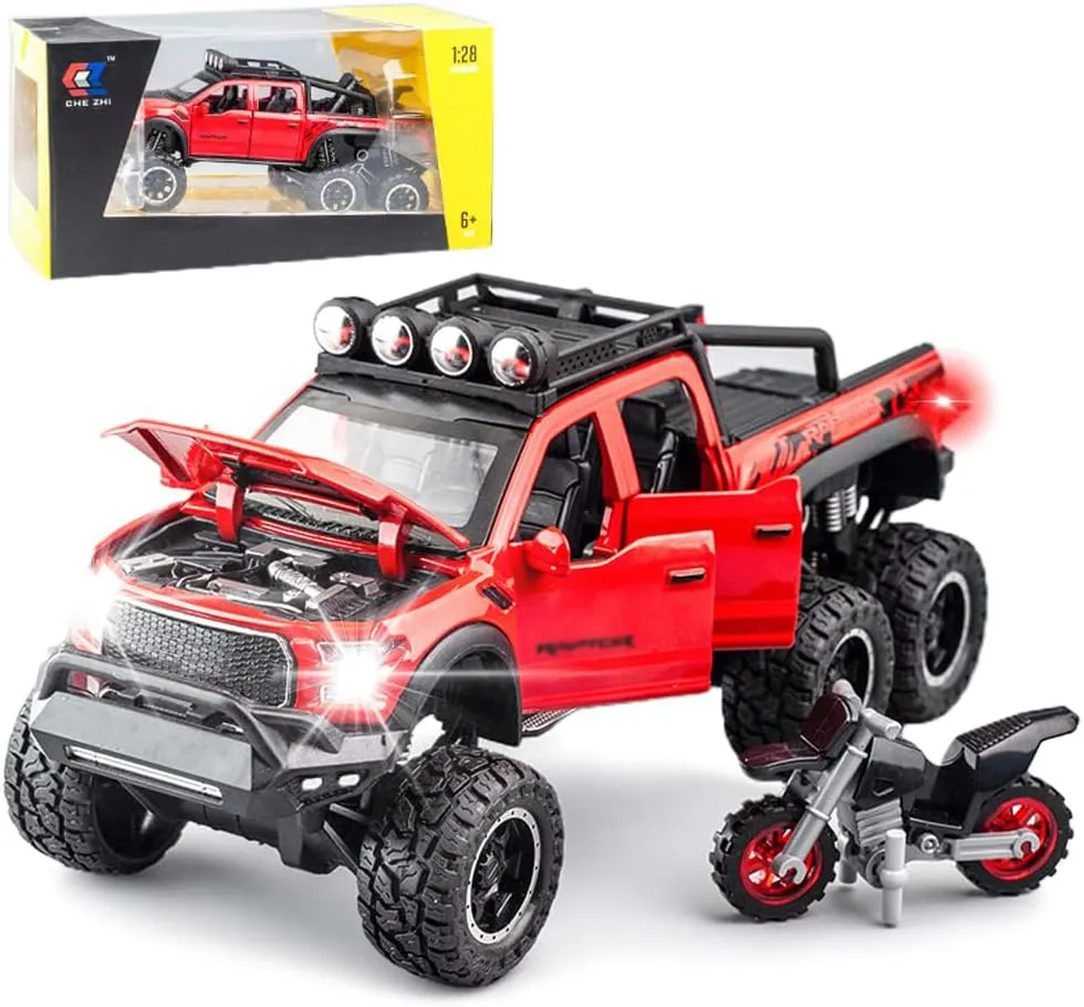 chengchuang Toy Car for Boys, 1/32 Scale Die Cast Metal Cars Toys, Pull Back Toy Car with Sounds and Lights for Kids Gifts (Red)