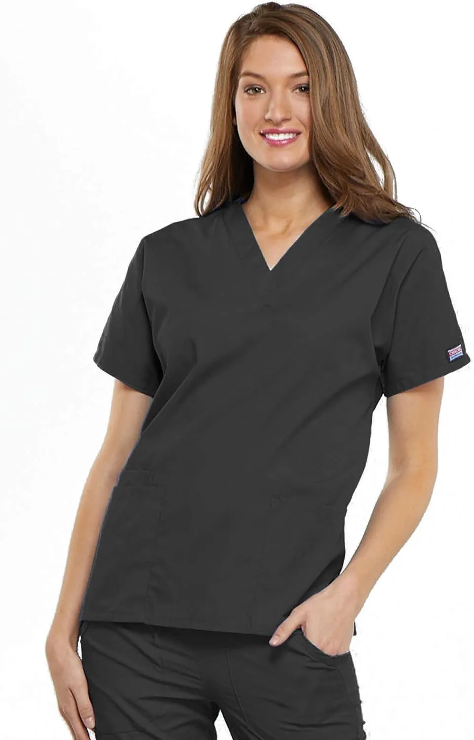 Cherokee Scrub set for women Traditional Fit Dolman Sleeve, V-neck Top 4700 Natural Rise Flare Leg Drawstring Pant 4101