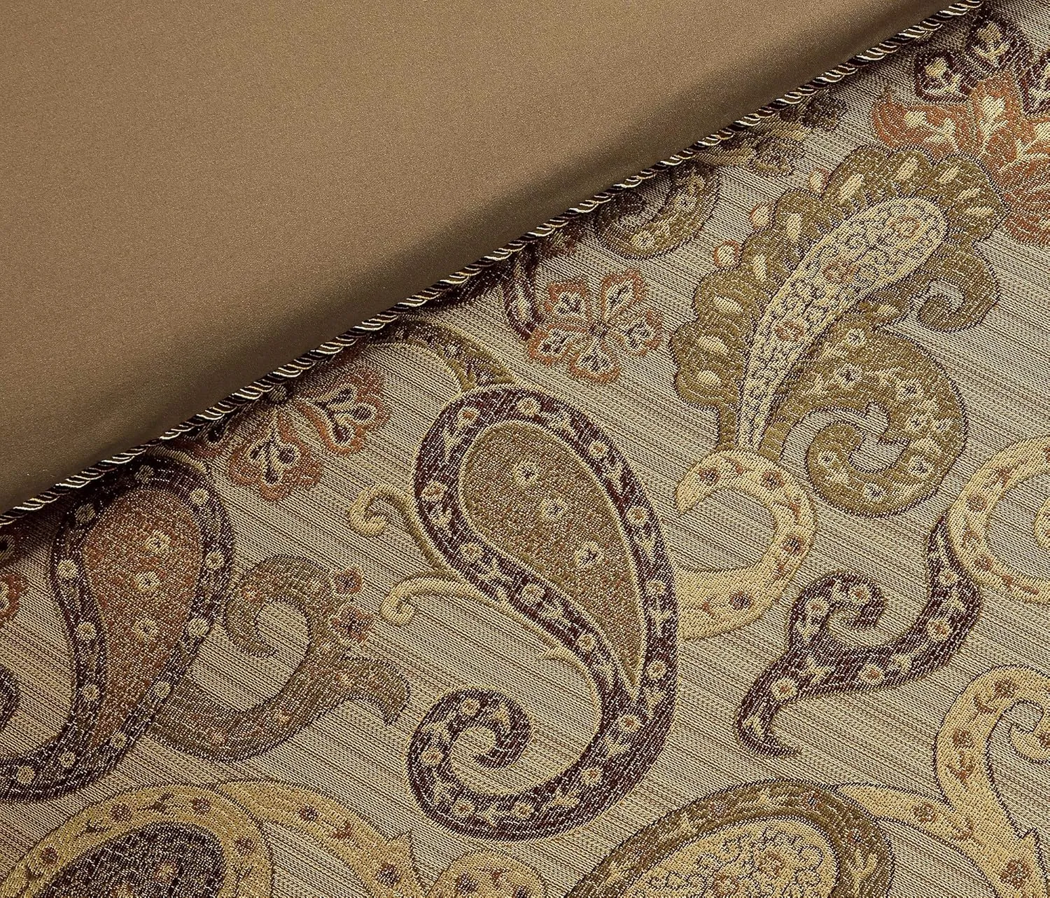 Chezmoi Collection Adelle 7-Piece Paisley Jacquard Embroidered Comforter Bedding Set, Queen Size