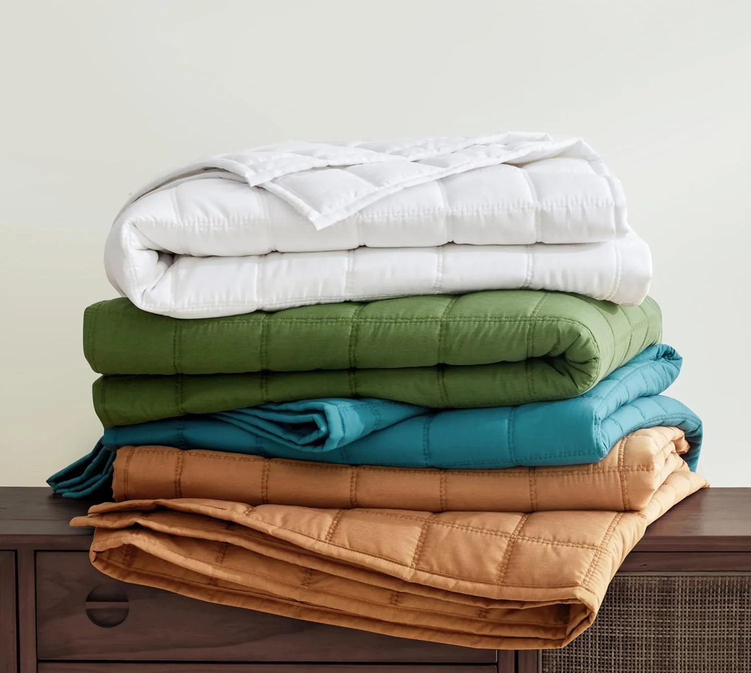 Chezmoi Collection Tencel Modal Blend Quilt Set Queen Size, Teal - Lightweight Soft Bedspread Detailed Square Stitched Quilt for All Seasons