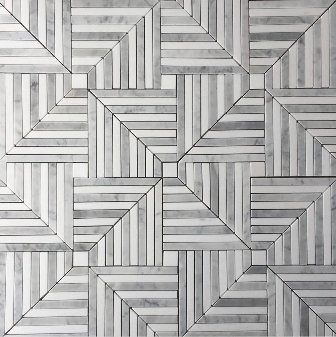 Chicago Carrara with Thassos Honed Mosaic 305x305mm