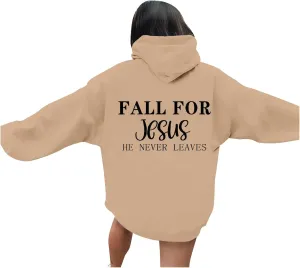 Christian Gift Casual Shirt for Women Jesus Is King Fall for Jesus He Never Leaves Christian Sweatshirt Letter Christ