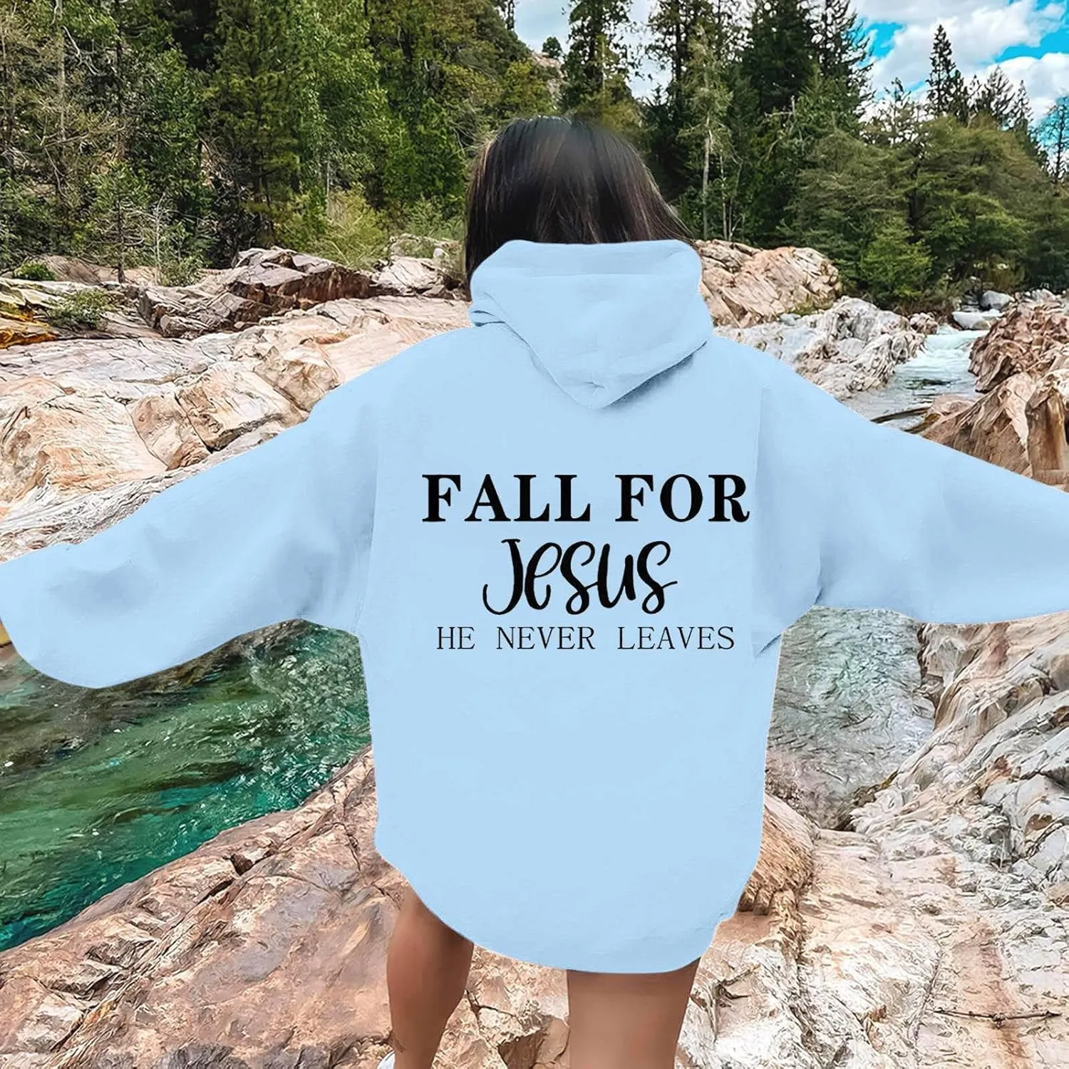 Christian Gift Casual Shirt for Women Jesus Is King Fall for Jesus He Never Leaves Christian Sweatshirt Letter Christ