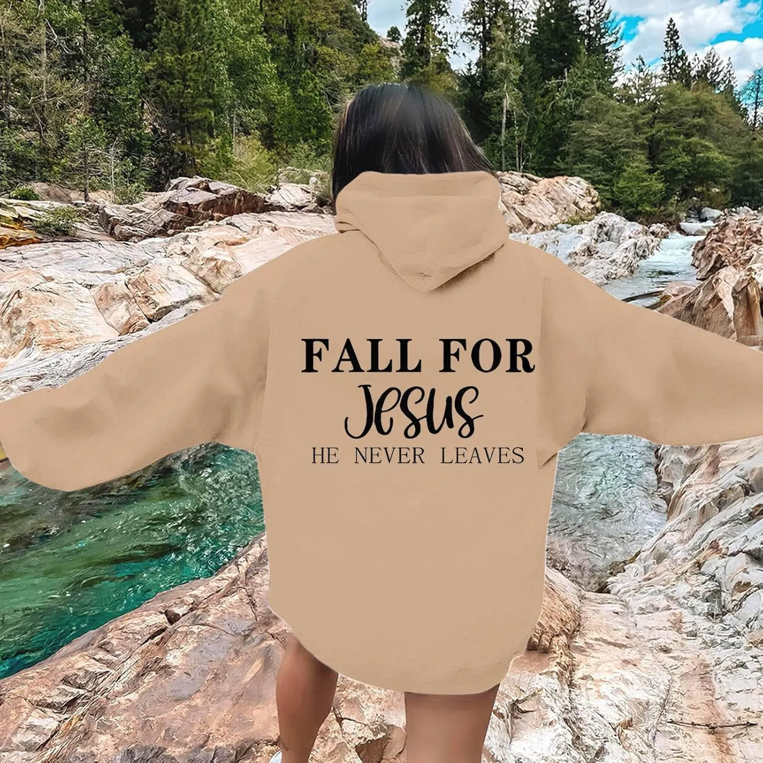 Christian Gift Casual Shirt for Women Jesus Is King Fall for Jesus He Never Leaves Christian Sweatshirt Letter Christ