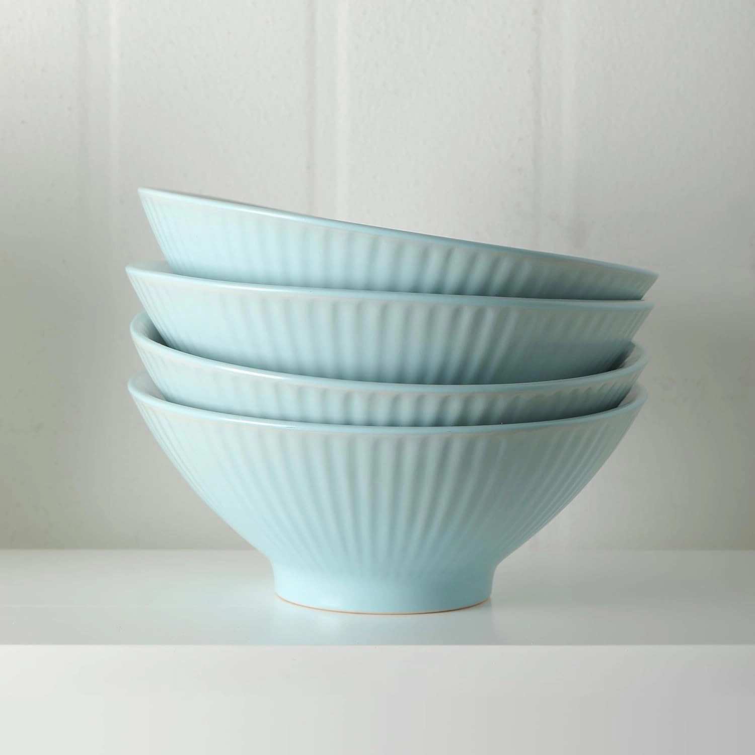 Christian Siriano Lustra Modern 16-Piece Stoneware Dinnerware Set, Plates and Bowls Set, Dinner and Salad Plates, Ramen Bowls, Dishes for 4, Teal