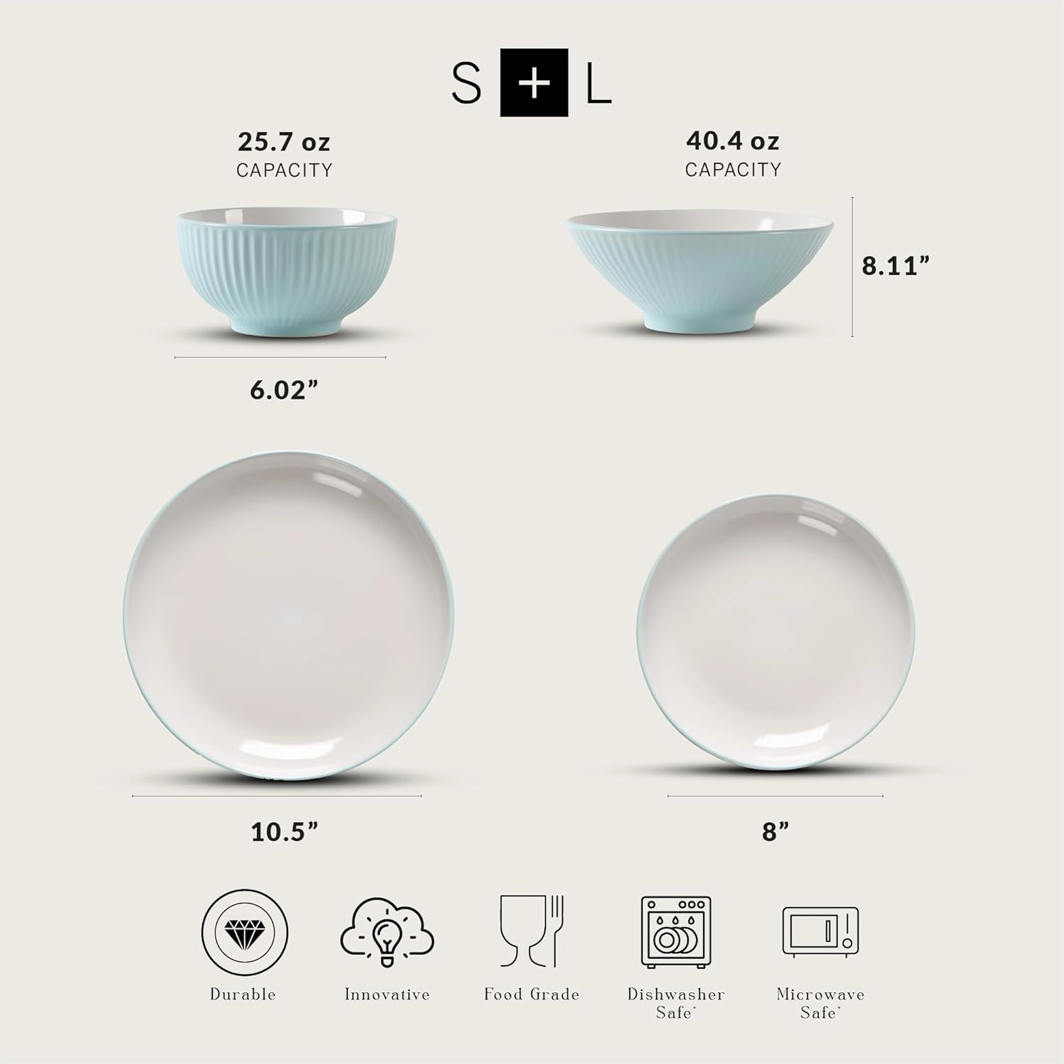 Christian Siriano Lustra Modern 16-Piece Stoneware Dinnerware Set, Plates and Bowls Set, Dinner and Salad Plates, Ramen Bowls, Dishes for 4, Teal