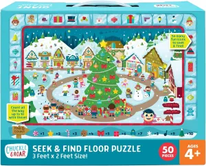 Chuckle & Roar - Christmas Village Puzzle - Engaging and Educational Puzzles for Kids - Larger Pieces Designed for Preschool Hands - 50 PC Floor Puzzle