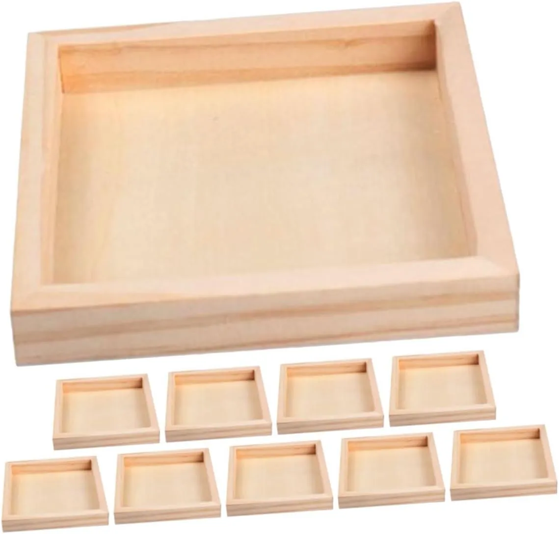 Ciieeo 10Pcs Unfinished Puzzle Tray Shape Serving Storage Organizer for Blocks Lightweight Portable for Home Use