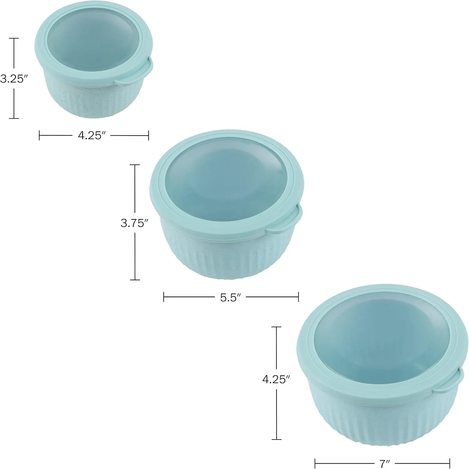Classic Cuisine Set of 3 Bowls with Lids - Microwave, Freezer, and Fridge Safe Nesting Mixing Bowls - Eco-Conscious Kitchen Essentials (Teal), S, M, L