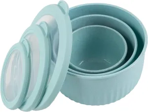Classic Cuisine Set of 3 Bowls with Lids - Microwave, Freezer, and Fridge Safe Nesting Mixing Bowls - Eco-Conscious Kitchen Essentials (Teal), S, M, L