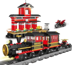 Classic Train Building Blocks Toys 583 Pieces STEM Learning Toys Construction Building Brick Education Toy Classic Train Station Birthday for Boys and Girls