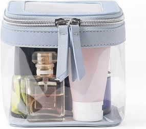 Clear Makeup Bag Travel Cosmetic Case Transparent Toiletry Bag&Skincare Pouch with Zipper, Portable Make Up Organizer Traveling Compact Car Bag for Essentials