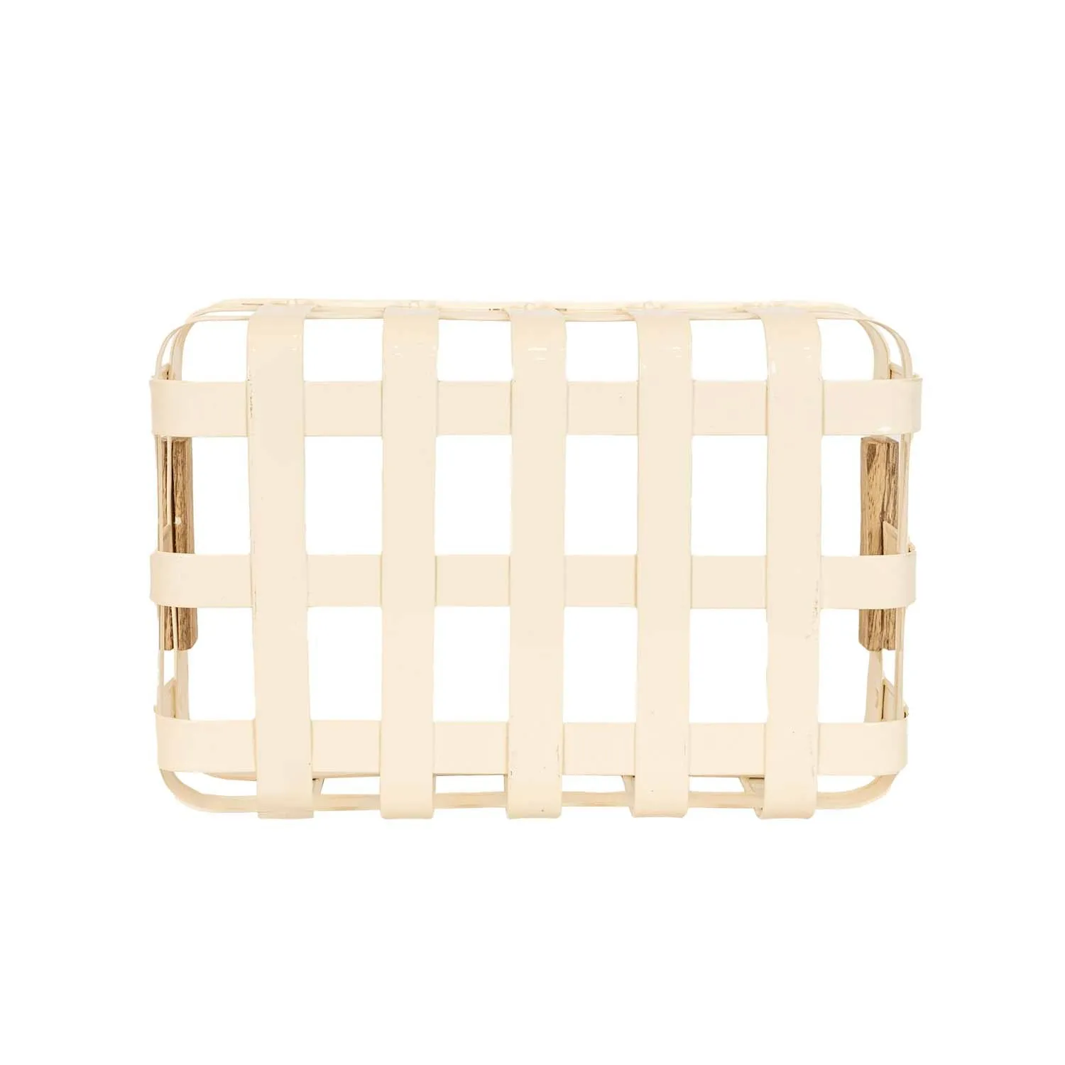 CLEMENT SET OF 3 KITCHEN BASKETS WHITE METAL, WOOD HANDLES (MIN 1)