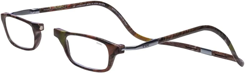 Clic Magnetic Reading Glasses, Adjustable Temple, Computer Readers, Original Expandable, (M-XL, Kings Camo, 2.00 Magnification)
