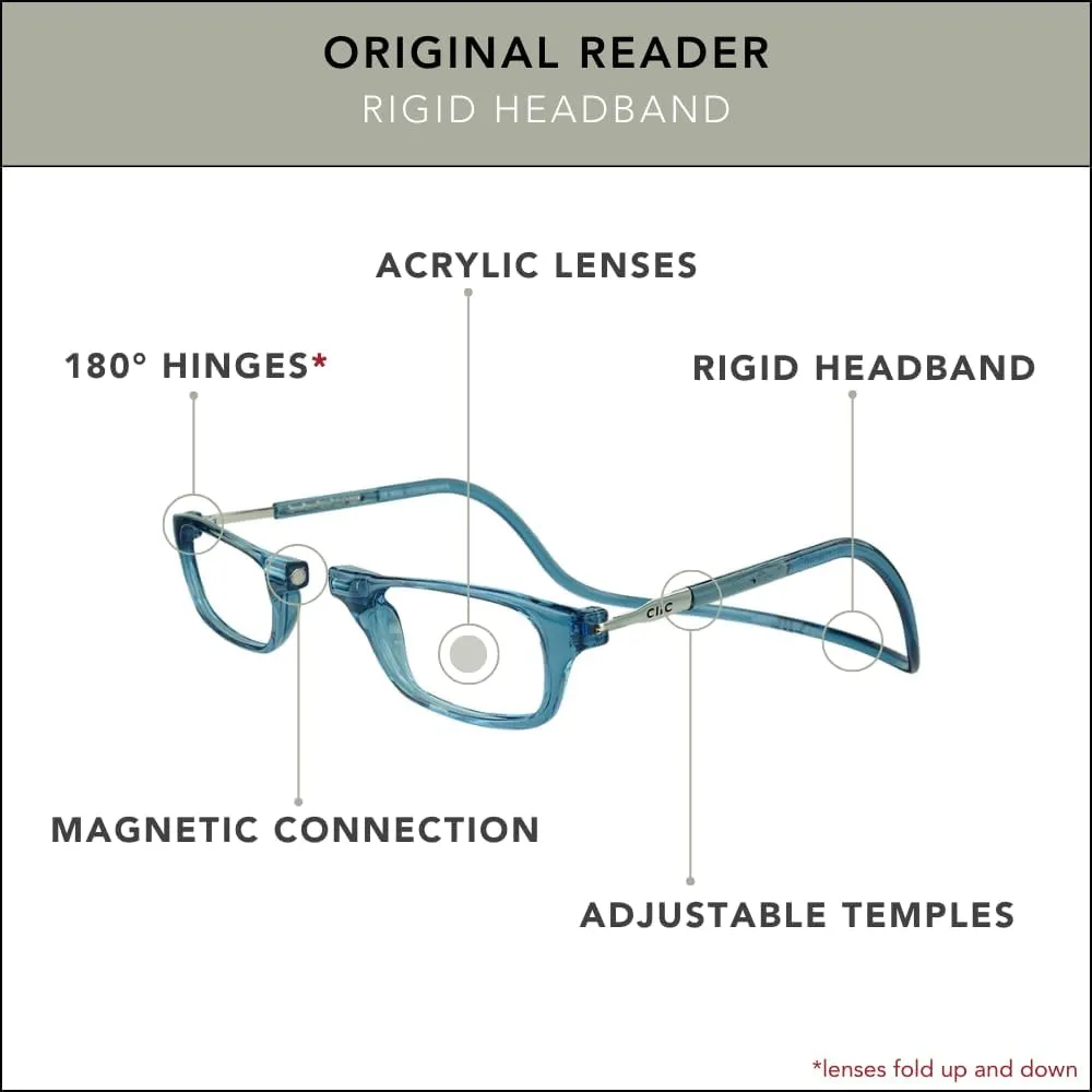 Clic Magnetic Reading Glasses for Men or Women, Computer Readers, Original (Small-Medium Size)