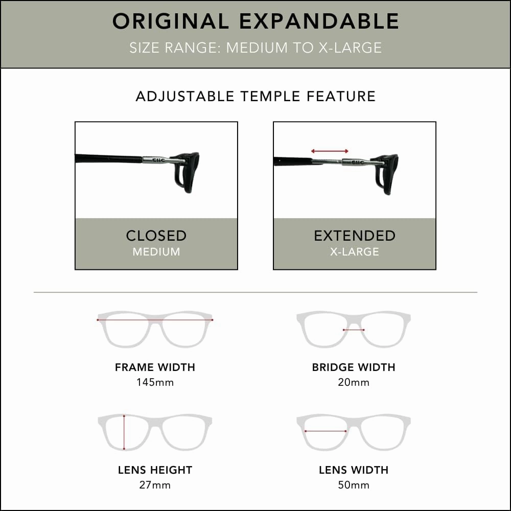 Clic Magnetic Reading Glasses for Men or Women, Computer Readers, Original Expandable (M-XL, Tortoise, 2.50 Magnification)