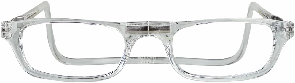 Clic Magnetic Reading Glasses for Men or Women, Computer Readers, Original Long (M-L, Clear, 1.25 Magnification)